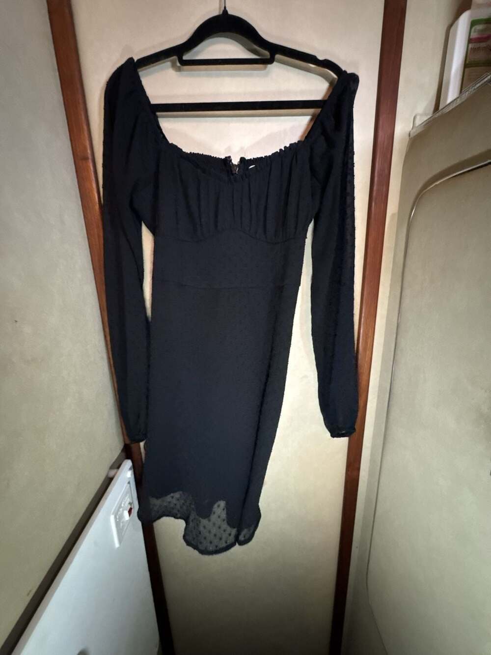 Women's Swiss Dot Long Sleeve Mini Dress boho goth